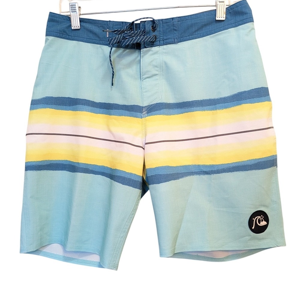Quiksilver Board Shorts Men's 29 Highline Stripe Swim Trunks Surf Travel‎ Beach
